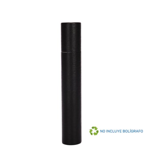 Tubo Porta-Lápiz o Bolígrafo, en cartón forrado negro.