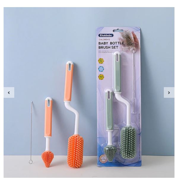 Set Cepillos Silicona Limpieza Mamadera