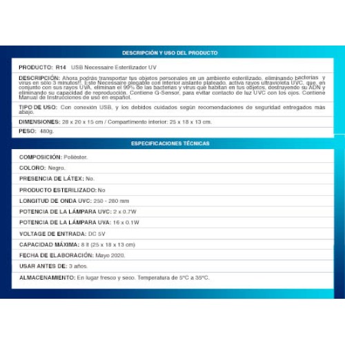 USB Necessaire Esterilizador UV