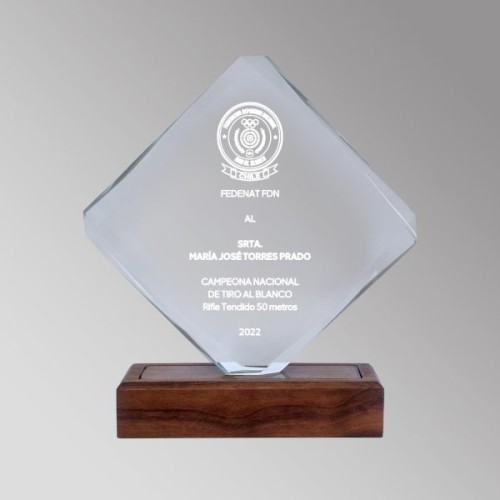 Galvano Cristal con Base de Madera BLAS 52