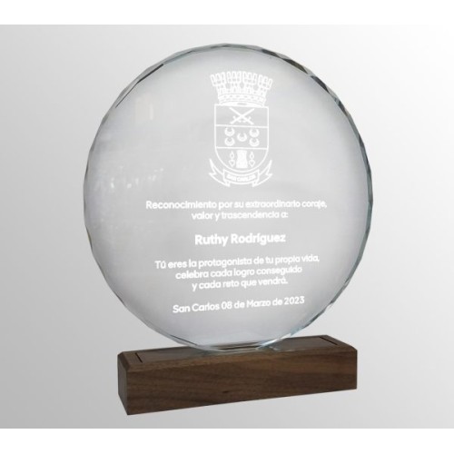 Galvano Cristal con Base de Madera BLAS 51