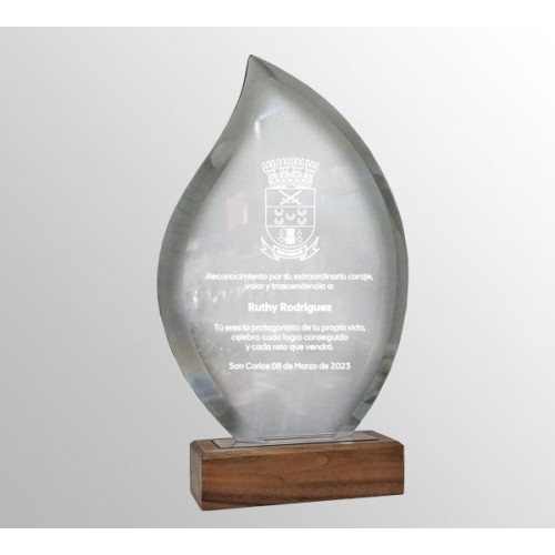 Galvano Cristal con Base de Madera BLAS 55
