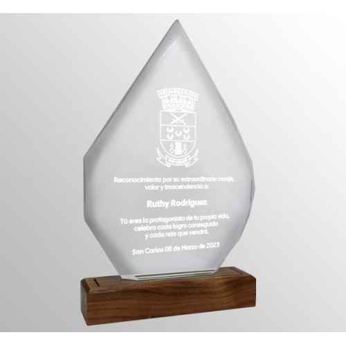 Galvano Cristal con Base de Madera BLAS 54
