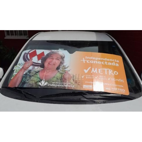 Parasol publicitario de cartón microcorrugado