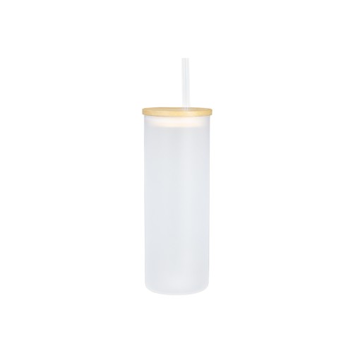 Botella Vidrio Borosilicato Sublimación, tapa Bamboo