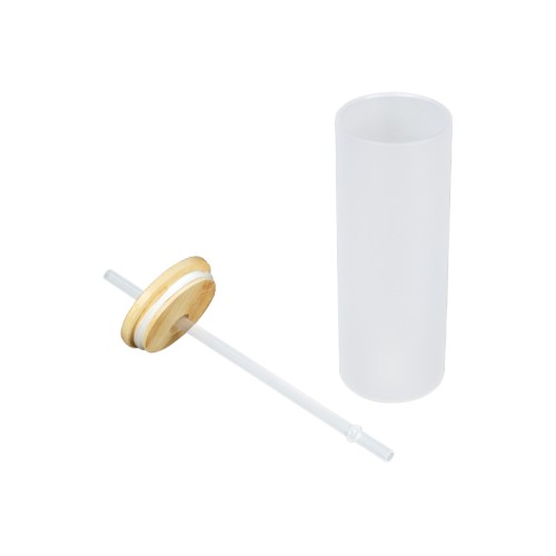 Botella Vidrio Borosilicato Sublimación, tapa Bamboo