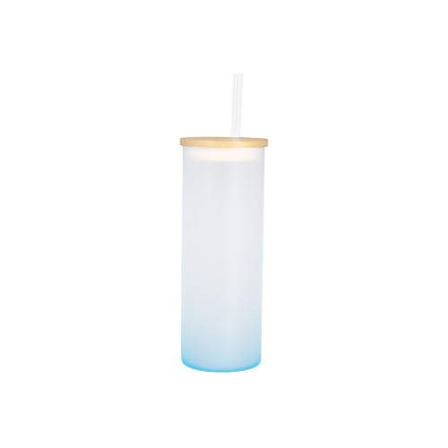 Botella Vidrio Borosilicato Sublimación, tapa Bamboo
