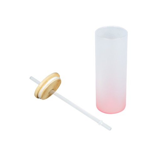 Botella Vidrio Borosilicato Sublimación, tapa Bamboo