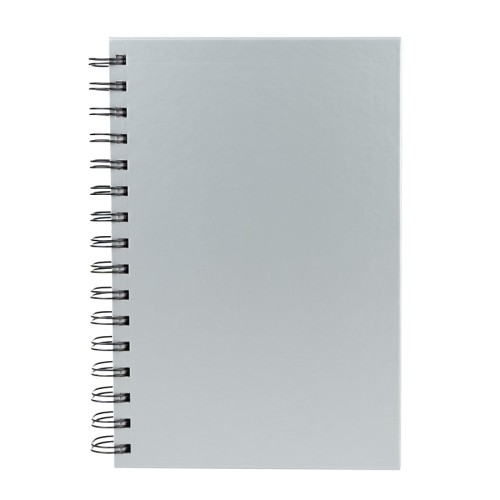Cuaderno matemáticas tapa dura plateada.
